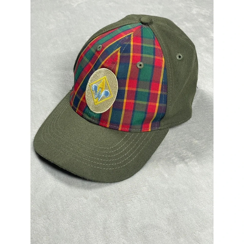 Boy Scouts of America Webelos Uniform Cap Hat S/M Olive Green Plaid Flex Fit